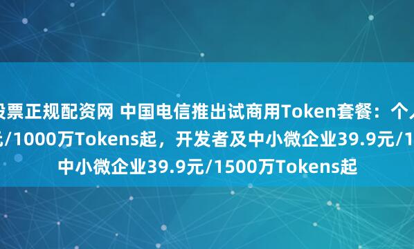股票正规配资网 中国电信推出试商用Token套餐：个人及家庭月费9.9元/1000万Tokens起，开发者及中小微企业39.9元/1500万Tokens起